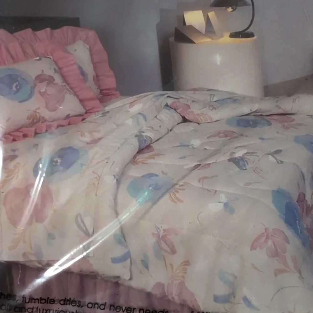 Vintage‎ Colorama Silk Poppies Floral Print Double/Full Flat Sheet NIP